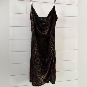 Blue Blush Animal Print Cowl Neck Mini Dress